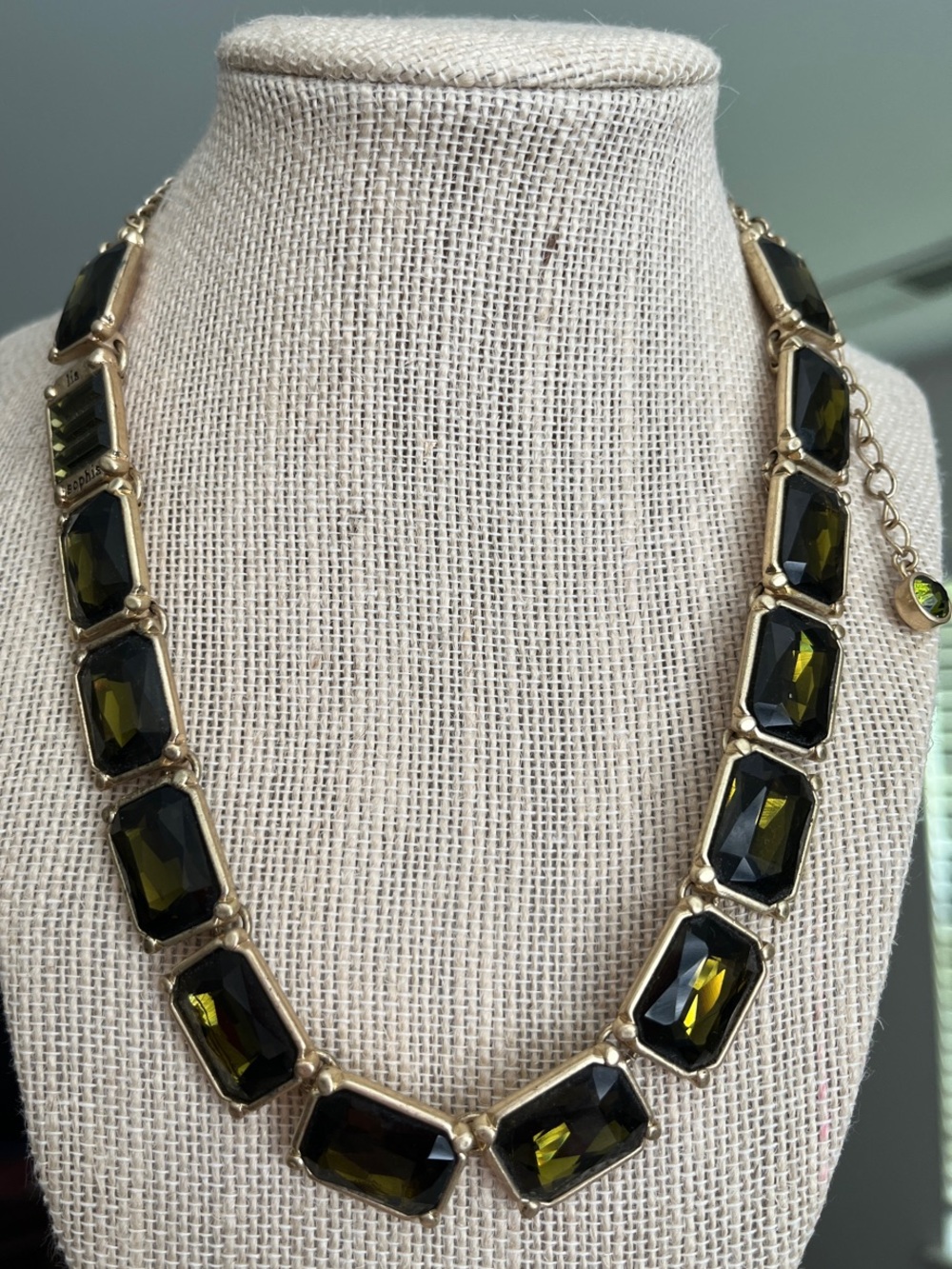 Lia Sophia Versailles Olive Green Crystal Link Bracelet